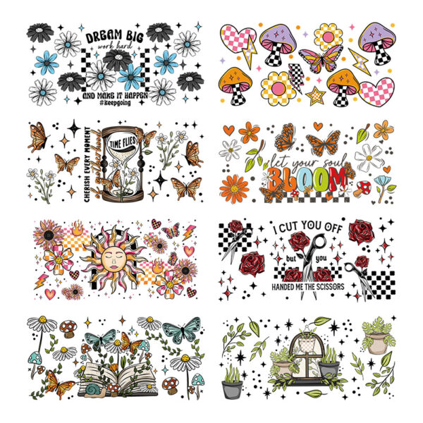 Wholesale Multicolored and simple 16oz Cup UV DTF Wraps