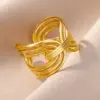 PVD Coated Real Gold Plated Solid Color 304 Stainless Steel Exaggerated Simple Style Waterproof Non Tarnish Open Rings