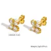 Wholesale PVD Coated Real Gold Plated 18K Gold Flower 201 Stainless Steel Shiny Waterproof Non Tarnish Ear Studs