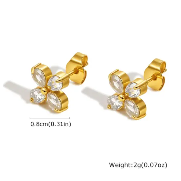 Wholesale PVD Coated Real Gold Plated 18K Gold Flower 201 Stainless Steel Shiny Waterproof Non Tarnish Ear Studs