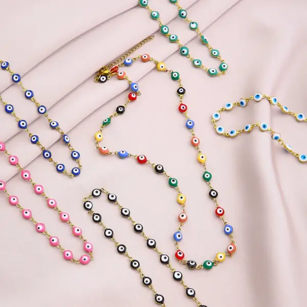 Fashion Devil's Eye Stainless Steel Enamel Necklace