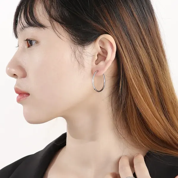 304 Stainless Steel Geometric PVD Coated 18K Real Gold Plated Streetwear Waterproof Non Tarnish Hoop Earrings