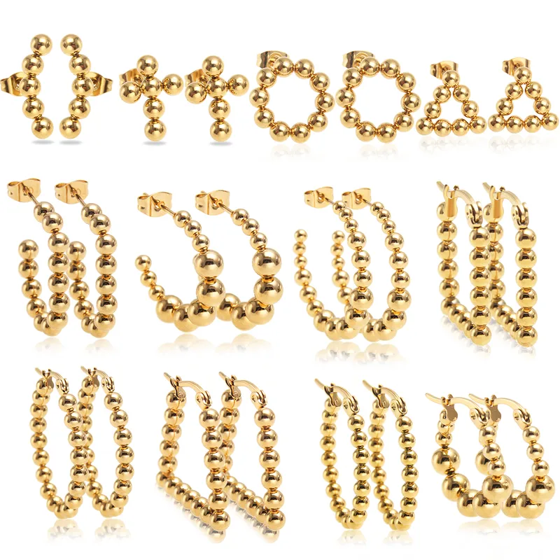 Wholesale 1 Pair Basic Simple Style Triangle Plating 304 Stainless Steel 18K Gold Plated Gold Plated Ear Studs