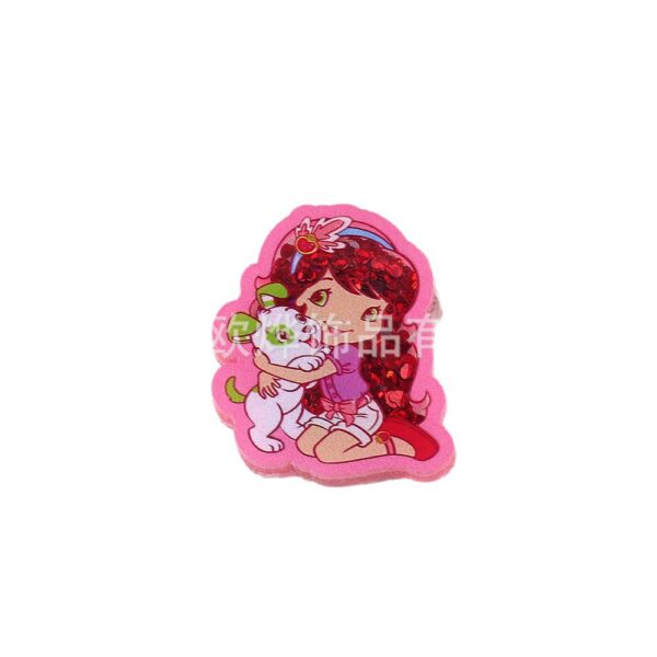 Wholesale New glittery star cartoon strawberry girl bag accessory acrylic pin cute DIY patch