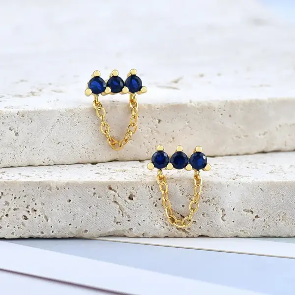 Wholesale Fashion Geometric Copper Artificial Gemstones Earrings Ear Studs