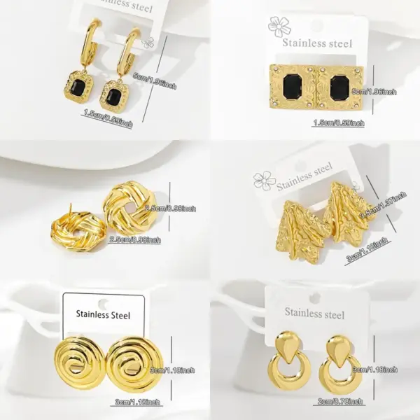 304 Stainless Steel Irregular PVD Coated Artificial Crystal Real Gold Plated Gold Plated Casual Simple Style Waterproof Non Tarnish Ear Studs