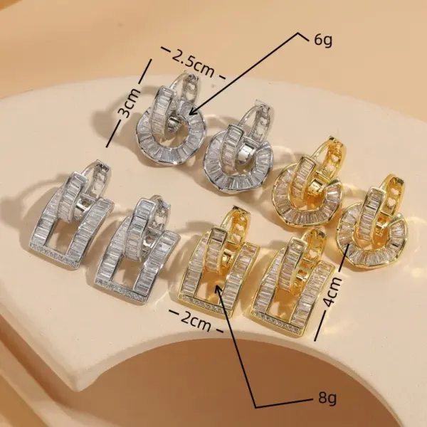 Wholesale 1 Pair Classic Style Geometric Asymmetrical Plating Inlay Copper Zircon 14k Gold Plated Ear Studs