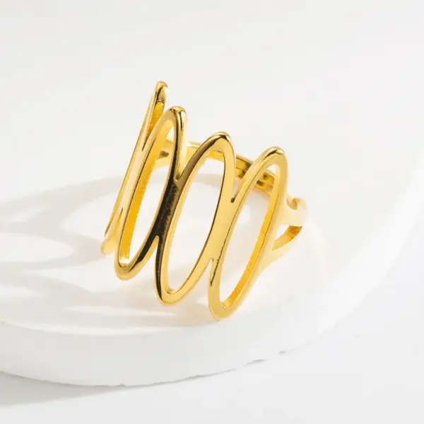 PVD Coated Real Gold Plated 14K Gold Hand Heart Shape Wings 304 Stainless Steel Retro Roman Style Waterproof Non Tarnish Open Rings