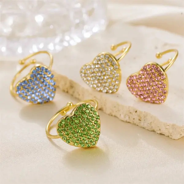 Wholesale PVD Coated 18K Gold Plated Real Gold Plated Heart Shape 304 Stainless Steel Vintage Style Waterproof Non Tarnish Open Rings