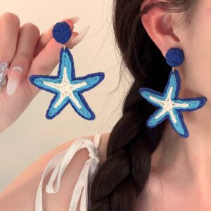 Blue starfish earrings