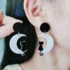 Wholesale Foreign Trade New Moon Cat Black Cat Head Earrings Simple Fashion Acrylic Personalized Earrings Ear Jewelry for Women