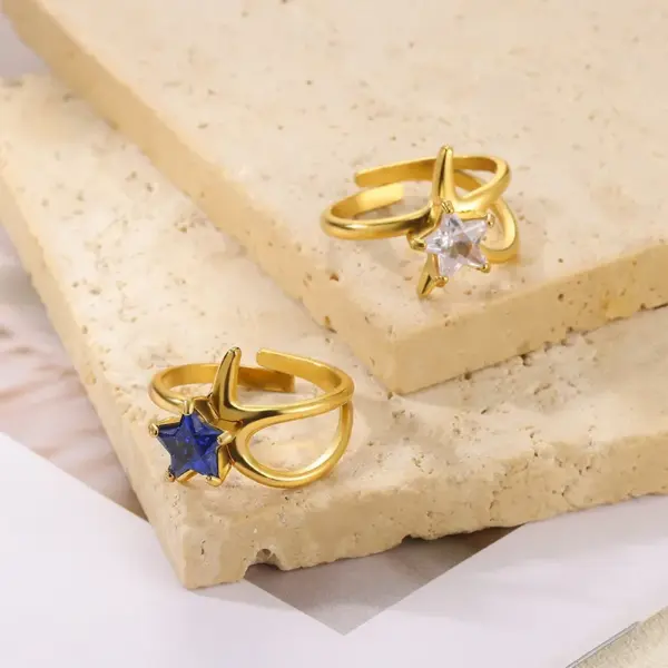 Wholesale PVD Coated Real Gold Plated Geometric 304 Stainless Steel Vintage Style Classic Style Waterproof Non Tarnish Open Rings