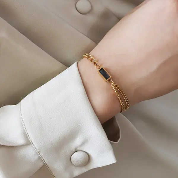 PVD Coated Real Gold Plated 18K Gold Geometric 304 Stainless Steel Fashion Waterproof Non Tarnish Bracelets Necklace