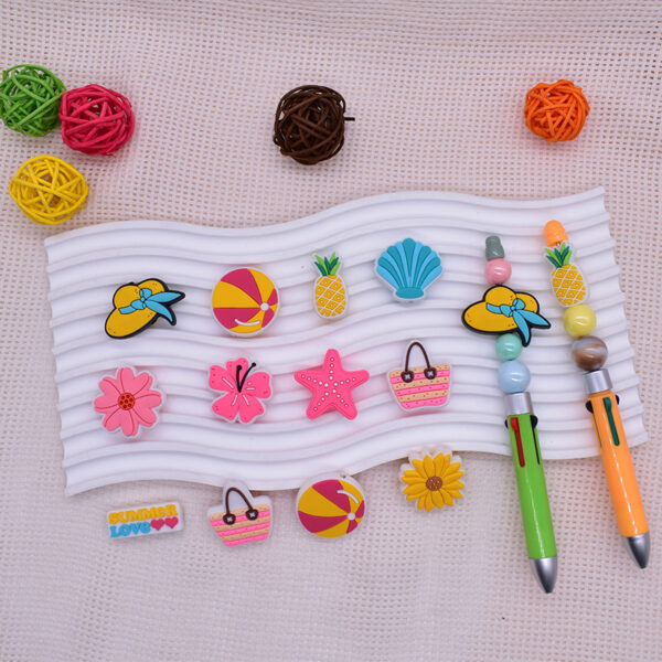 Wholesale Ballpoint pen beaded accessories fun stationery diy cartoon jewelry PVC summer detachable beads in stock