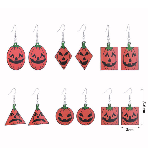 Wholesale Cross-Border Amazon Acrylic Pumpkin Head Luminous Earrings Halloween Funny Horror Creative Party Earrings