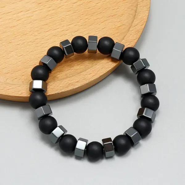Wholesale Simple Style Geometric Glass Black Gallstone No Inlaid Beaded Chain Bracelets In Bulk