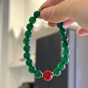 8mm imitation green agate red beads [1 piece] bracelet
