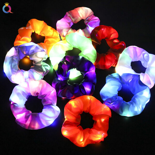 Wholesale LED large intestine hair ring shiny satin light-emitting hair rope