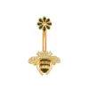 Fashion Flower Bee Stainless Steel Plating Artificial Gemstones Belly Ring