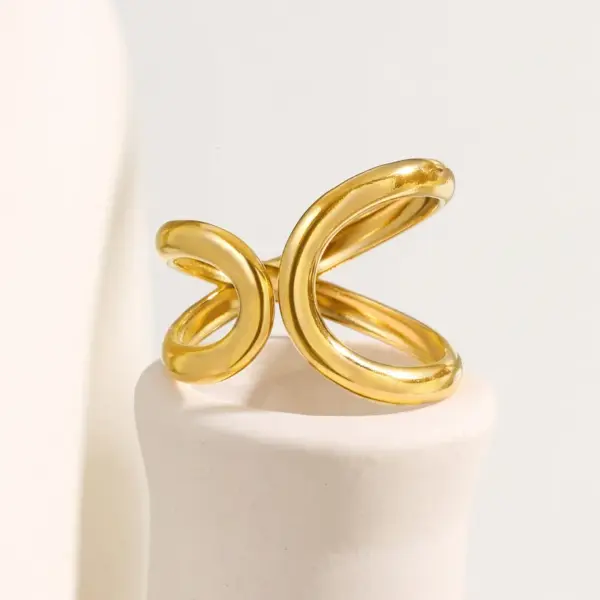 PVD Coated Real Gold Plated 18K Gold Irregular 201 Stainless Steel IG Style Basic Waterproof Non Tarnish Rings