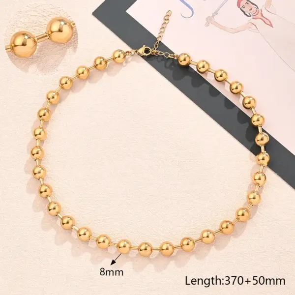 Wholesale Jewelry Modern Style Simple Style Round Oval Solid Color 304 Stainless Steel 18K Gold Plated Polishing Plating Necklace