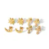 Wholesale PVD Coated Real Gold Plated 18K Gold Cross Moon 304 Stainless Steel Simple Style Waterproof Non Tarnish Ear Studs