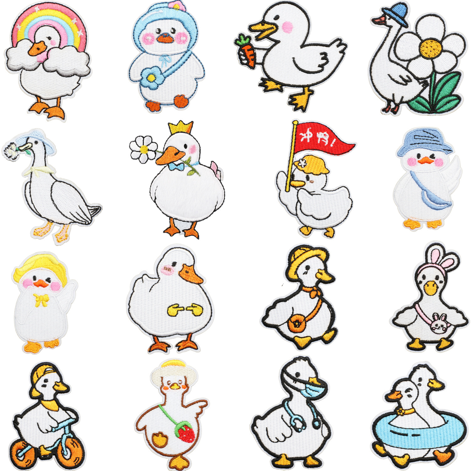 Wholesale Cute Dummy Duck Embroidery Cloth Sticker Chilen's Clothes Decoration Patch Big White Goose Computer Embroidery Seal Ironing