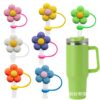 Wholesale Colorful Flower Series Straw Caps Creative DIY Straw Stoppers Reusable Straw Decorative Straw Covers