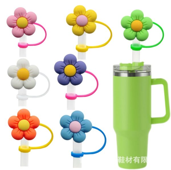 Wholesale Colorful Flower Series Straw Caps Creative DIY Straw Stoppers Reusable Straw Decorative Straw Covers