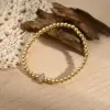 Wholesale Jewelry Casual Simple Style Letter Copper Zircon 18K Gold Plated Handmade Polishing Inlay Beaded Chain Bracelets
