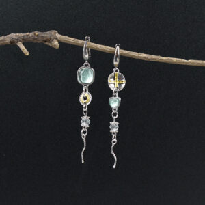 Wholesale Asymmetrical Sapphire Engraved Cross Earrings