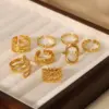 Wholesale PVD Coated Real Gold Plated 18K Gold Circle Heart Shape Snake 304 Stainless Steel Retro Waterproof Non Tarnish Open Rings