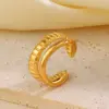 Wholesale PVD Coated 18K Gold Plated Lines 304 Stainless Steel IG Style Simple Style Waterproof Non Tarnish Open Rings