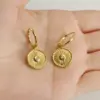 Wholesale 1 Pair Retro Round Inlay 304 Stainless Steel Rhinestones 18K Gold Plated Stainless Steel Earrings