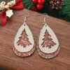Wholesale Christmas Openwork Christmas Tree Sequin Leather Teardrop Multi-Layer Earrings