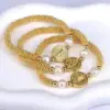 Wholesale Copper 18K Gold Plated Elegant Vintage Style Lady Plating Inlay Round Artificial Pearls Bracelets