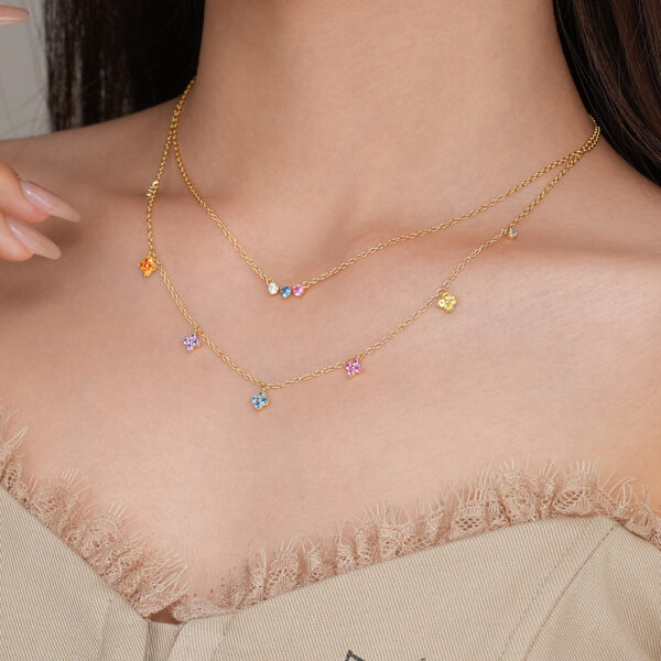 Wholesale Colorful zircon inlaid necklace