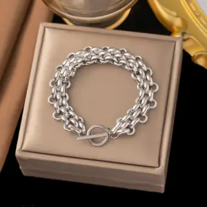 15 [Ae168] Watch Chain Bracelet / Steel Color
