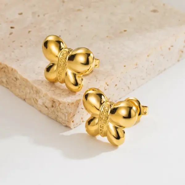 Wholesale 1 Pair Modern Style Simple Style Classic Style Bow Knot Plating 304 Stainless Steel 14K Gold Plated Stainless Steel Earrings