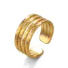 PVD Coated 18K Gold Plated Lines 304 Stainless Steel Basic Simple Style Waterproof Non Tarnish Open Rings