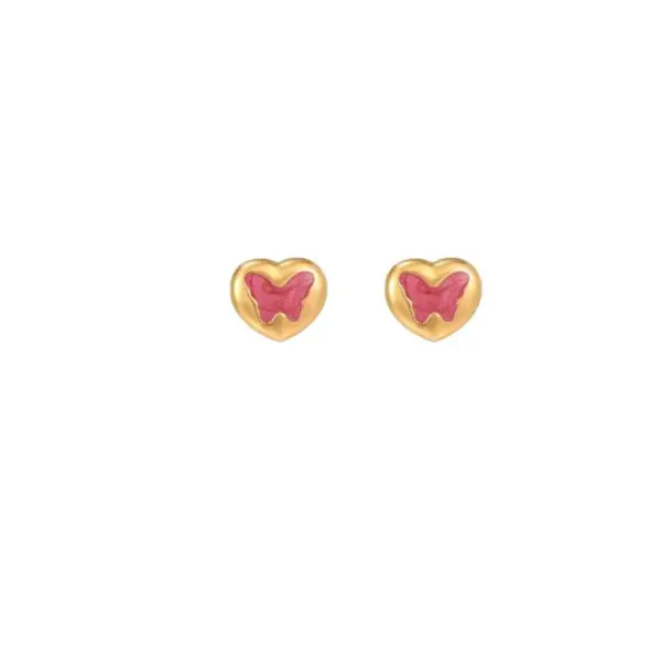 Wholesale PVD Coated 18K Gold Plated Heart Shape Stainless Steel Cute Waterproof Non Tarnish Ear Studs