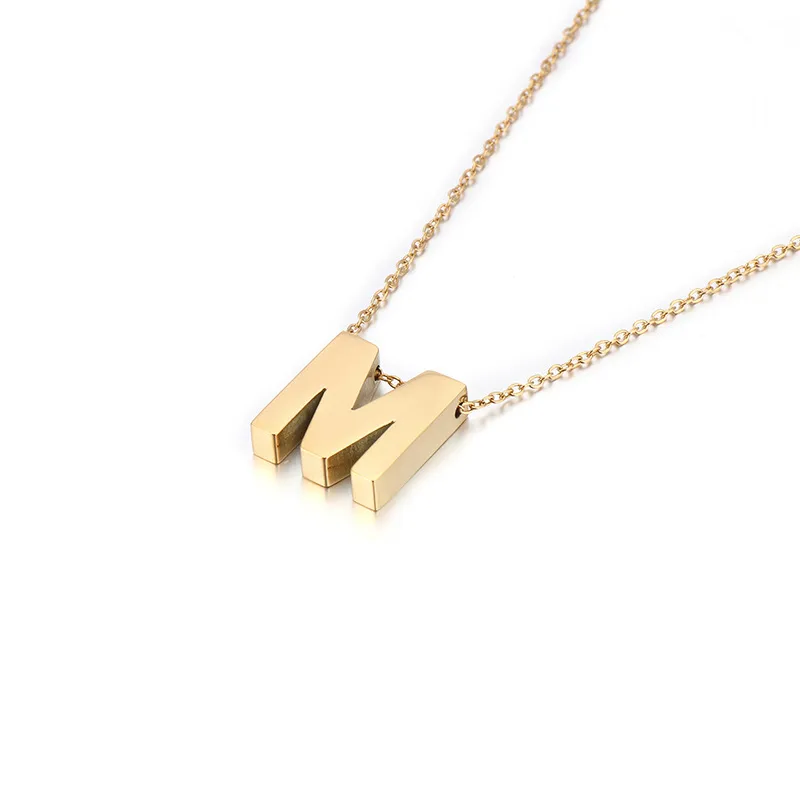 Wholesale PVD Coated 18K Gold Plated Letter Titanium Steel Fashion Waterproof Non Tarnish Necklace