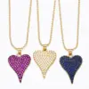 Wholesale Fashion Copper Inlaid Color Zircon Peach Heart Pendant Clavicle Chain