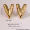 201 Stainless Steel 304 Stainless Steel Heart Shape Solid Color Electroplating Stone-Free Imitation Gold Simple Style Classic Style Gold Ear Studs
