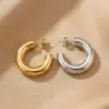 PVD Coated 18K Gold Plated Real Gold Plated C Shape Titanium Steel Simple Style Waterproof Non Tarnish Ear Studs