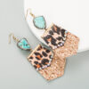 Wholesale Amazon Trendy Leopard Print Long Leather Small Fresh Full Diamond Women Earrings Exaggerated Earrings earrings