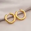 Vacuum Plating Real Gold Plated 18K Gold Round 304 Stainless Steel Titanium Steel Simple Style Waterproof Non Tarnish Hoop Earrings