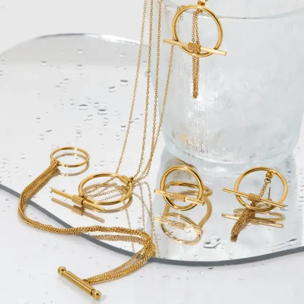 Wholesale PVD Coated Real Gold Plated 16K White Plating Solid Color 304 Stainless Steel Casual Waterproof Non Tarnish Bracelets Earrings Necklace