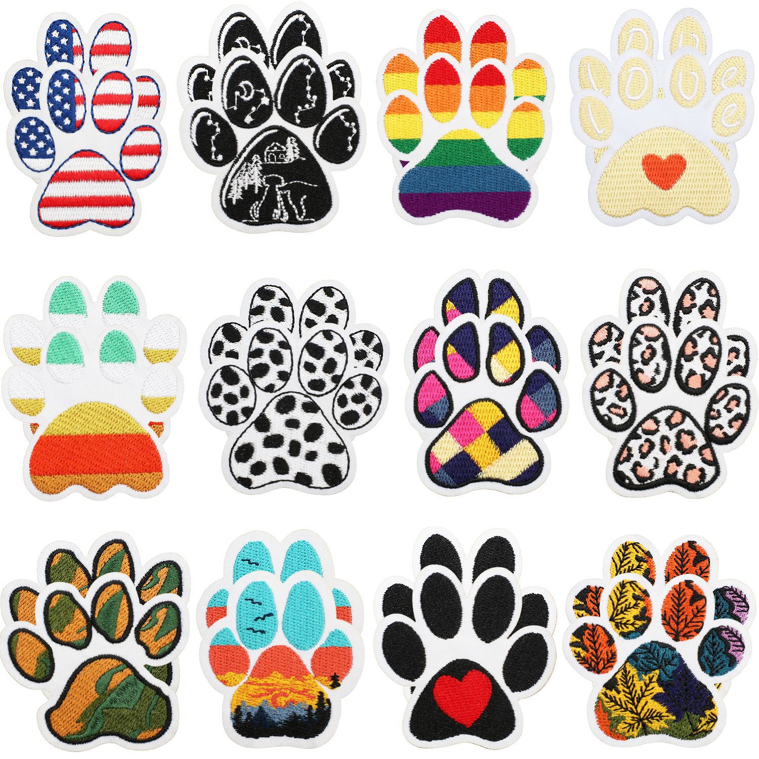 Wholesale Xiao Tian Art Claw Embroidery Cloth Sticker Bag Decoration Computer Embroidery Label Pet Claw Patch Cats Cow