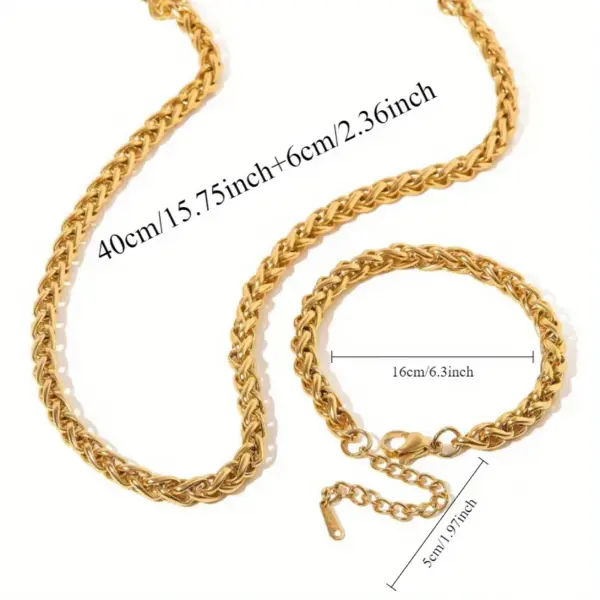 Wholesale 316 Stainless Steel Geometric Electroplated 18K Real Gold Plated Casual Elegant Classic Style Waterproof Non Tarnish Basket Chain Bracelets Necklace Jewelry Set
